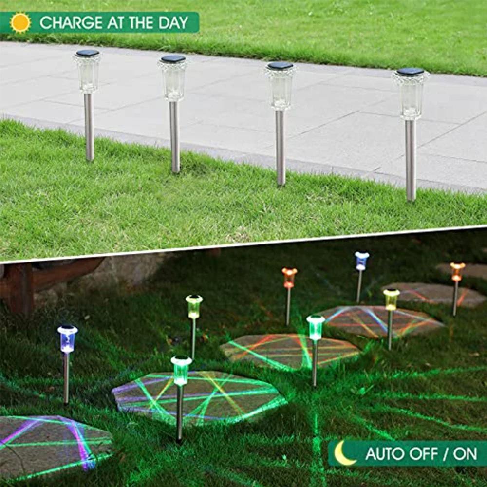 Solar Powered Stainless Steel Garden Lights Waterproof Outdoor Pathway Lighting Auto On/Off Landscape Yard Decor Solar Power
