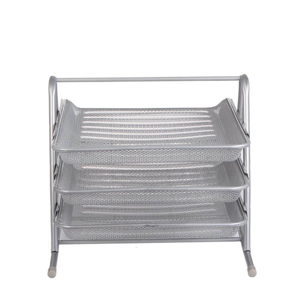 Metal Three-layer File Rack Wire Mesh Desktop Document Rack Durable Desktop Data Tray  Countertop