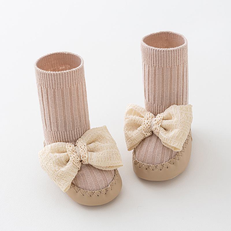 Frühling Sommer Baby Mädchen Socken Neugeborenes Baby Schleife Socken Säugling Baby Socken Rutschfest Weiche Baumwolle Bodensocken Schuhe