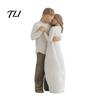 Gift for Valentine Day Wooden Texture Resin Figurine, Hand Carved Mother & Child/Family/Couple/Dog Owner Decorative Statue Office Statue,