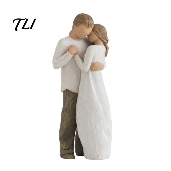 Gift for Valentine Day Wooden Texture Resin Figurine, Hand Carved Mother & Child/Family/Couple/Dog Owner Decorative Statue Office Statue,