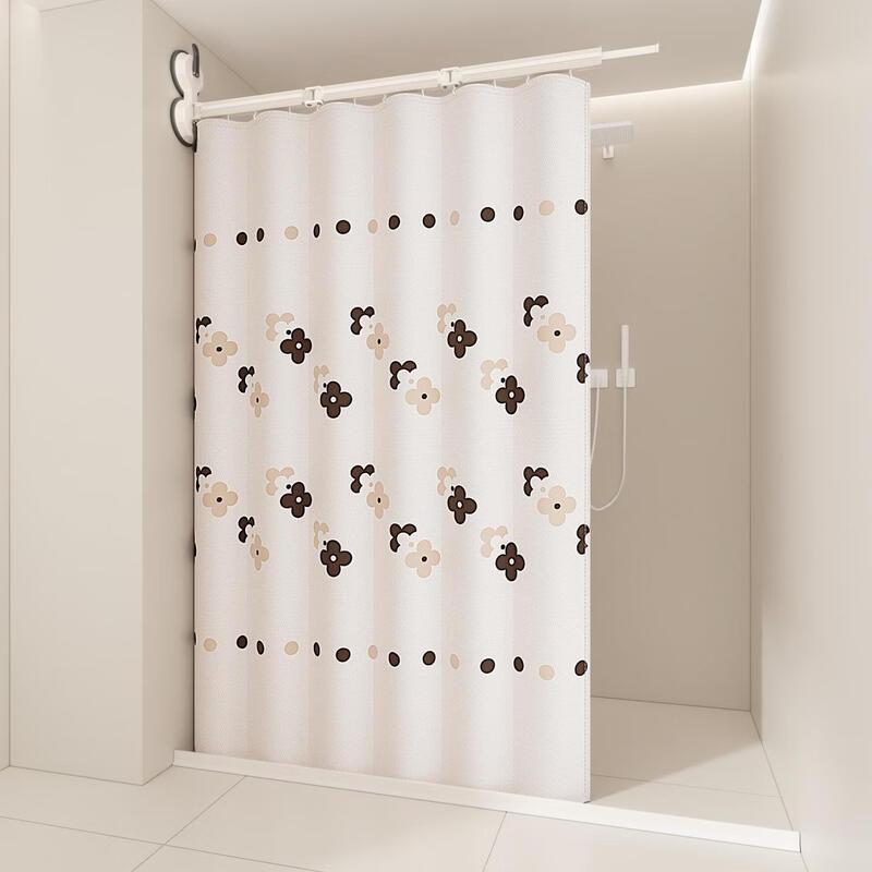 Yicheng Camellia Folding Shower Curtain Set
