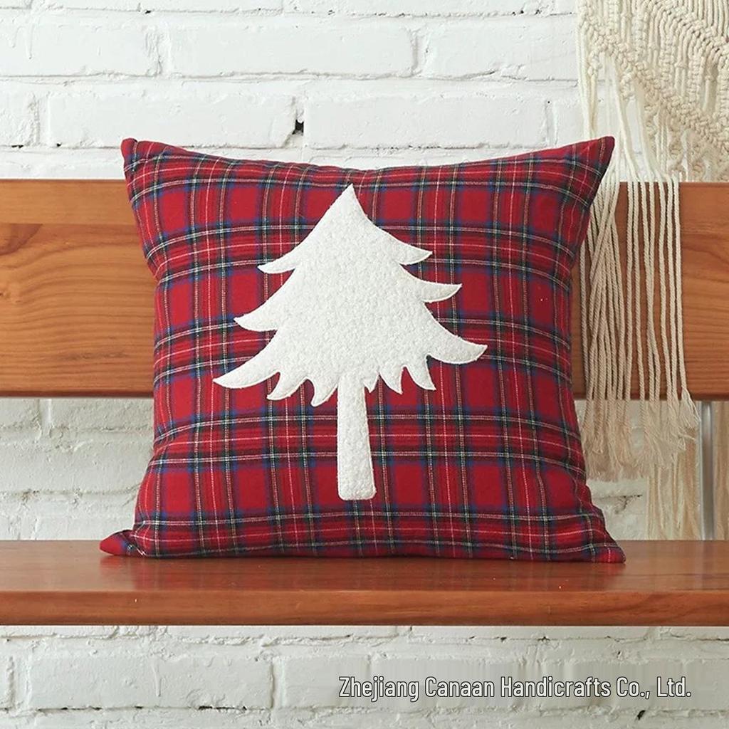 Nordic Christmas Snowflake Candy Embroidered Throw Pillow Cushion