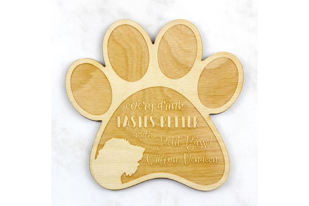 Petit Basset Griffon Vendéen - Mug coaster, engraved coaster with dog, gift for dog lover by Art-Dog brand