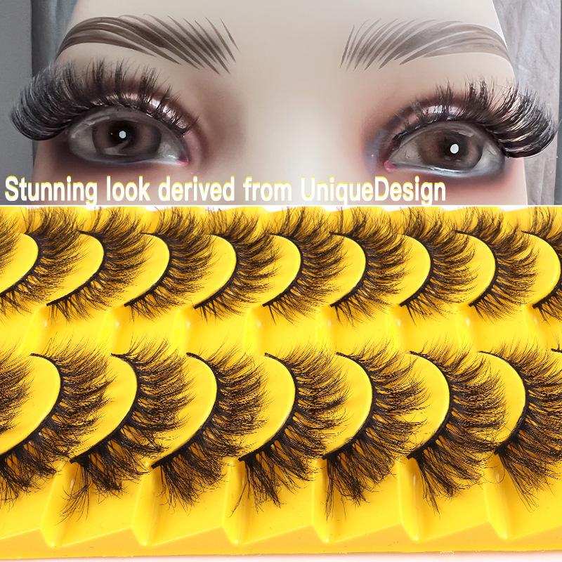 10 Pairs Of Cat Eye False Eyelashes 3D Messy Curled Eyelashes Imitation Mink False Eyelashes