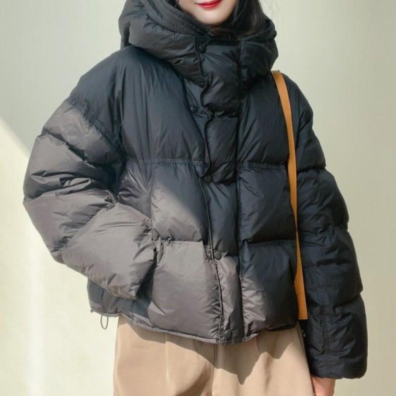 2026 Womens Short Puffer Coat Hooded Thick Warm Cotton Jacket Casual Winter Fashion Outerwear