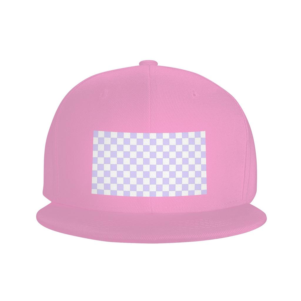 White and Pale Lavender Violet Checkerboard Baseball Caps Snapback Baseball Hats Casual Casquette Outdoor for Unisexs And WoUnisexs