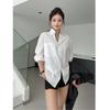 La Chapelle Women's Casual White Polo Collar Blouse