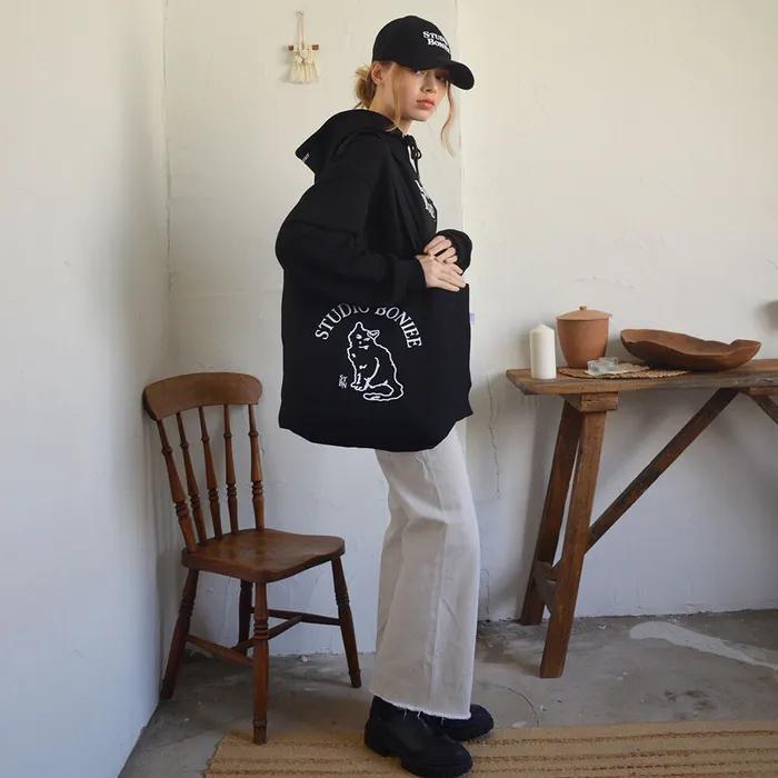 Cat Symbol Eco Shoulder Bag Black
