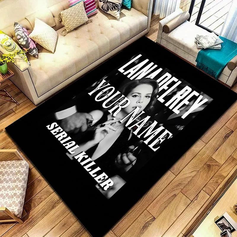 Lana Del Rey Fan Art Benutzerdefinierter Namens Teppich für Wohnzimmer Schlafzimmer Haus Sofa Dekoration Kinder Spiel Rutschfeste Fußmatte