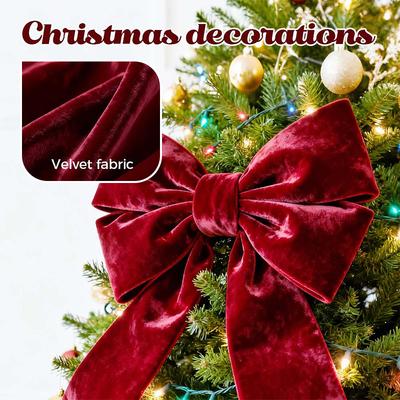 1Pc Large Christmas Bows - 6 Ft Velvet Ornament for Christmas Tree Topper, Wreaths, Mantle and Front Door Decoration