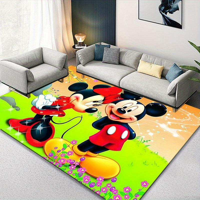 1ks Koberec s motivem Disney Mickey Mouse a Minnie, Kusový koberec, Protiskluzový koberec, Ručně pratelná podložka pod nohy, Vhodné pro obývací pokoj, ložnici, bytový dekor