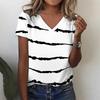 Stripe Graphic T Shirt Women Summer V-Neck Short Sleeve Tops Holiday Casual Tees Y2k Woman Streetwear Harajuku Oversized T-shirt