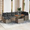 8-piece Garden Sofa Set with Grey Poly Rattan Cushions, 2-seater Garden Sofa with Grey Poly Cushions 3359947