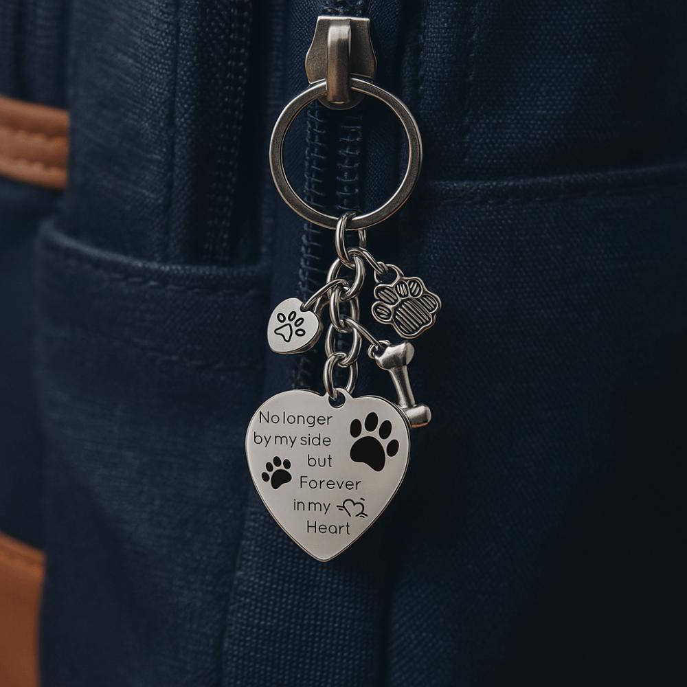 Stainless Steel Dog Tag Key Chain Love Heart Pet Animal Keyring  Pet Memorial