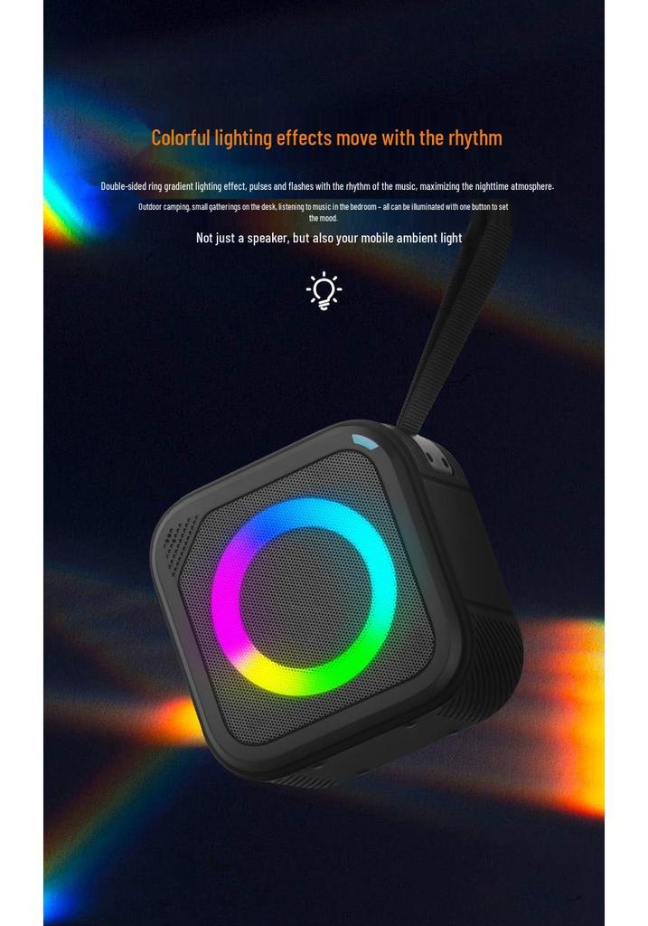 Cross-Border Bestseller: Waterproof Bluetooth Outdoor Speaker with RGB Ambient Light