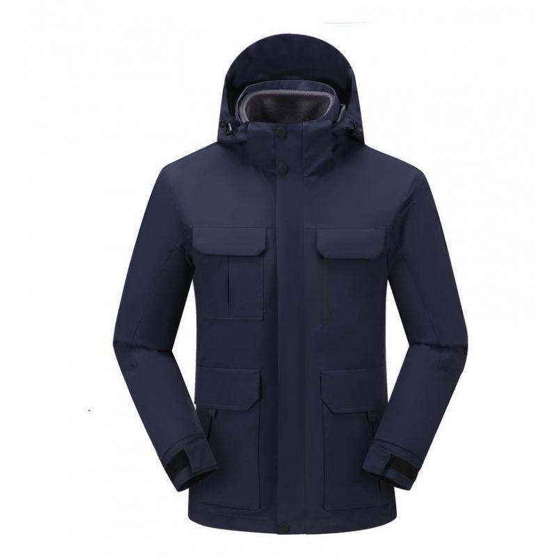 

Зимняя ветровка три-в-одном: Флисовая подкладка, утолщенная, съемная хлопковая куртка-пальто. XL