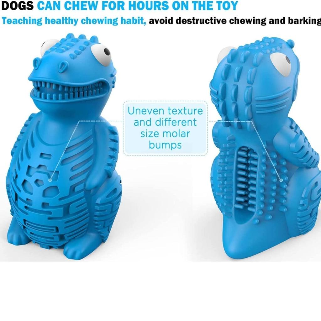 Cute Pet Puzzle Toy Treat-filling Capbbilities for Chew Durable Rubber Dinosaur Dog Teeth Cleaning Toy