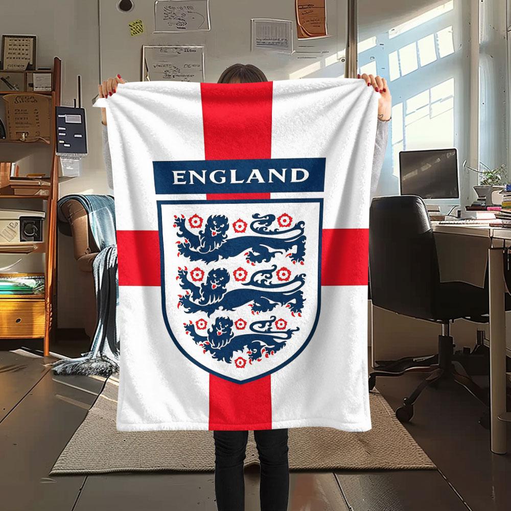1PC England National Football Team Patterned Flannel Blanket Suitable For All Seasons for Home Decor Warmth and Comfort Gifts Holiday Present