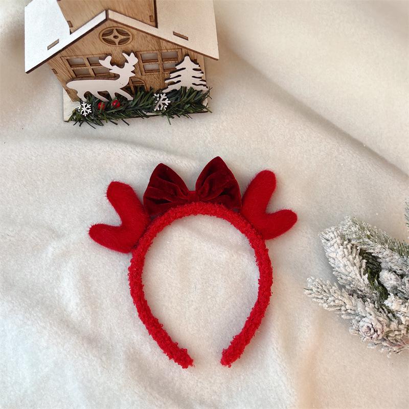 Christmas Red Antler & Cartoon Bear Rabbit Ears Headband for Women & Children