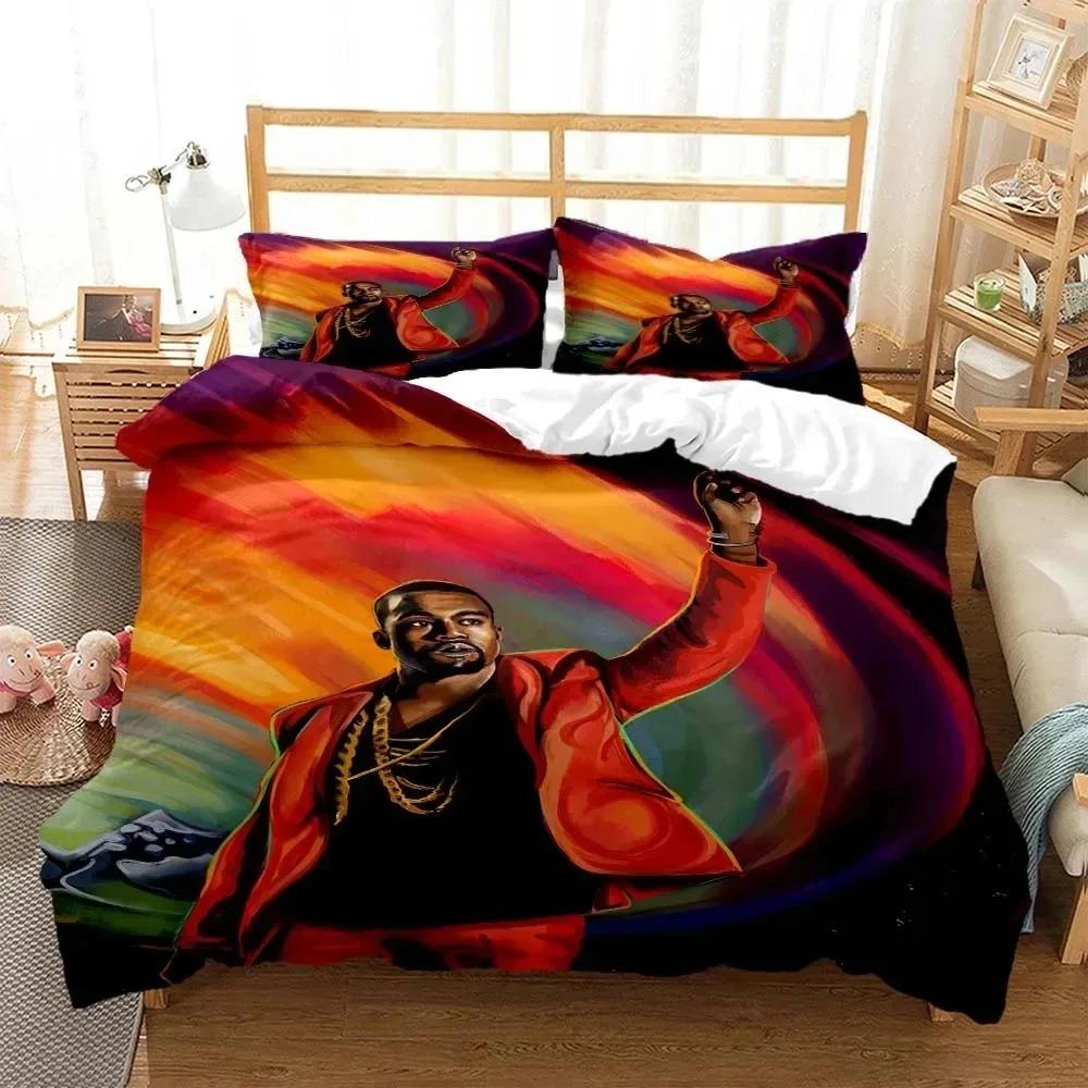 3D Print Rapper Kanye West Musik Bedding Set Double Twin King Duvet Cover Comforter Pillowcase Boys Girls Adults Bedroom