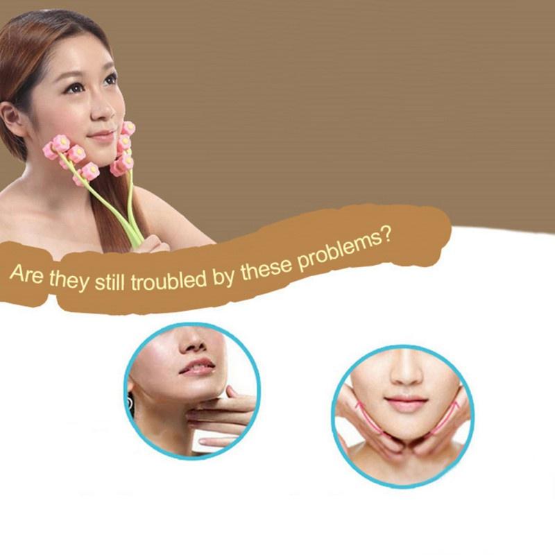Rolo de massagem facial portátil, formato de flor, elástico, emagrecimento, ferramentas de beleza facial
