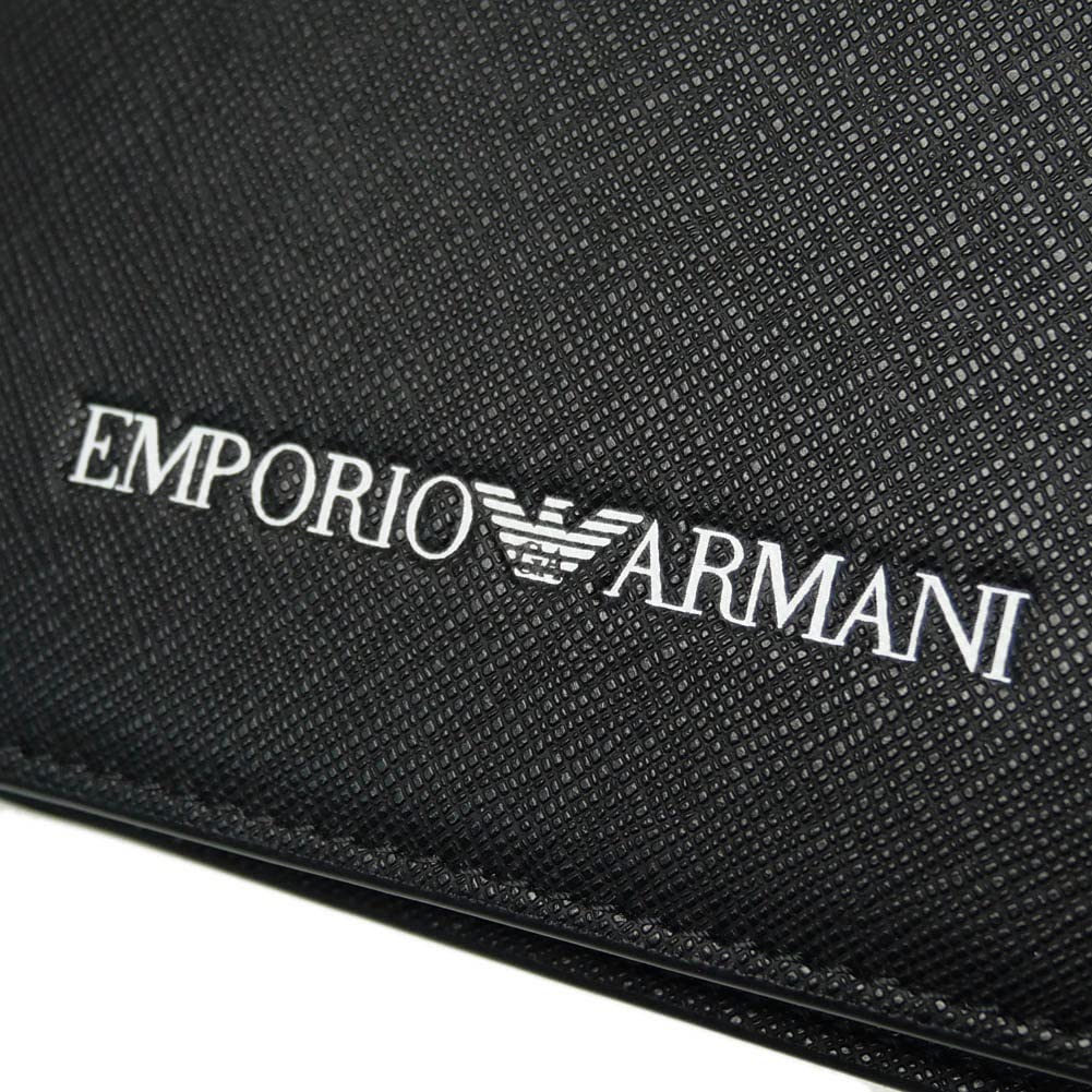 Emporio Armani Bonded Leather Y4R165 Y019V 81072 Men's Bi-fold Wallet, Black, [Used]