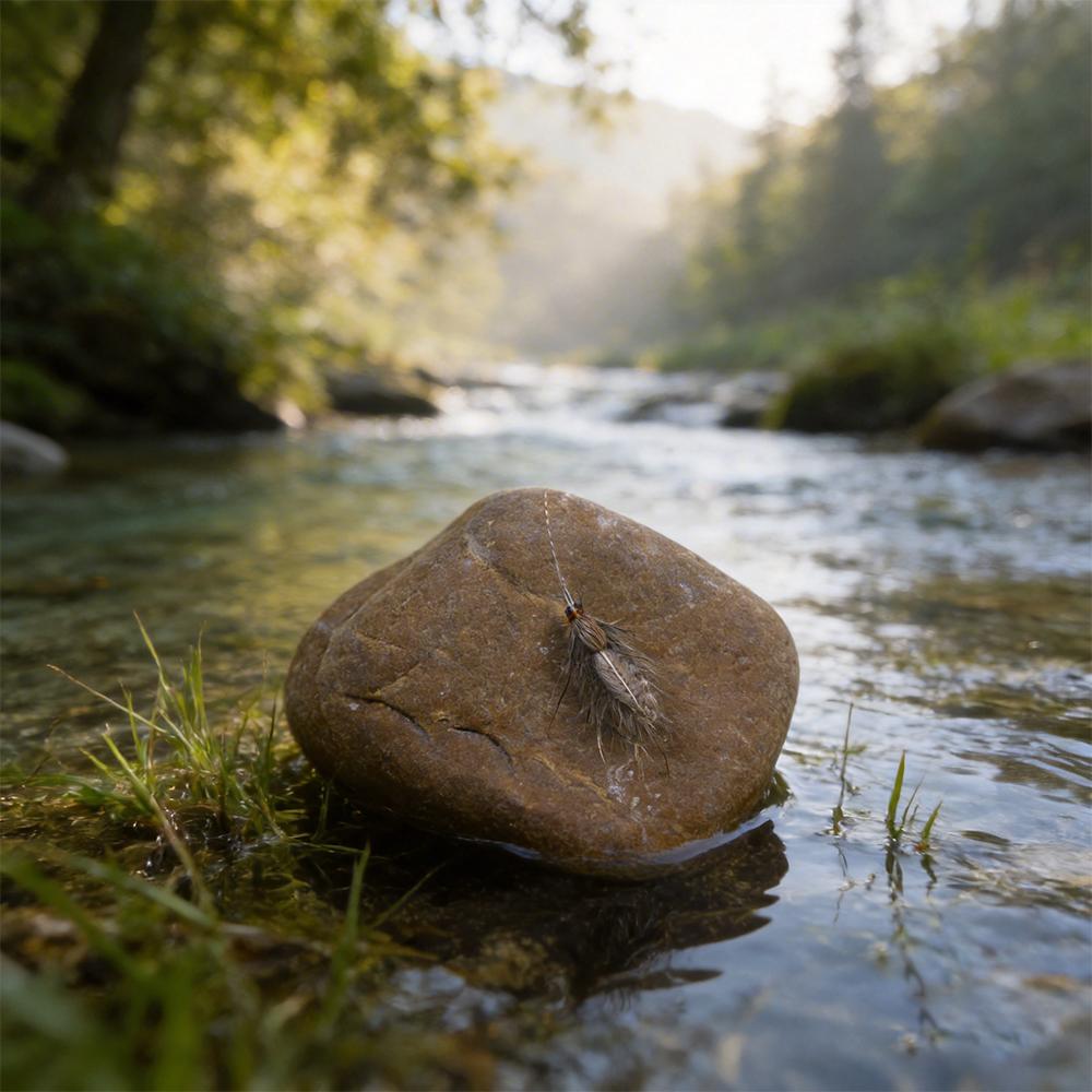 5/10 Stück Elchhaar Köcherfliege Trockenfliege, Realistische Erwachsene Köcherfliege Schwimmende Angelköder mit Antennen, Forellenangel Fliege für Süßwasser