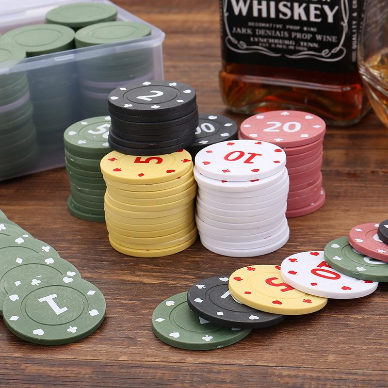 Boxed Set: 100 Plastic Baccarat Mahjong Poker Machine Tokens