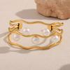 Imitation Pearls Open Bangle Stylish Fashion Jewelry Accessories Stainless Steel Bracelet Comfortable Daily Wear For Her