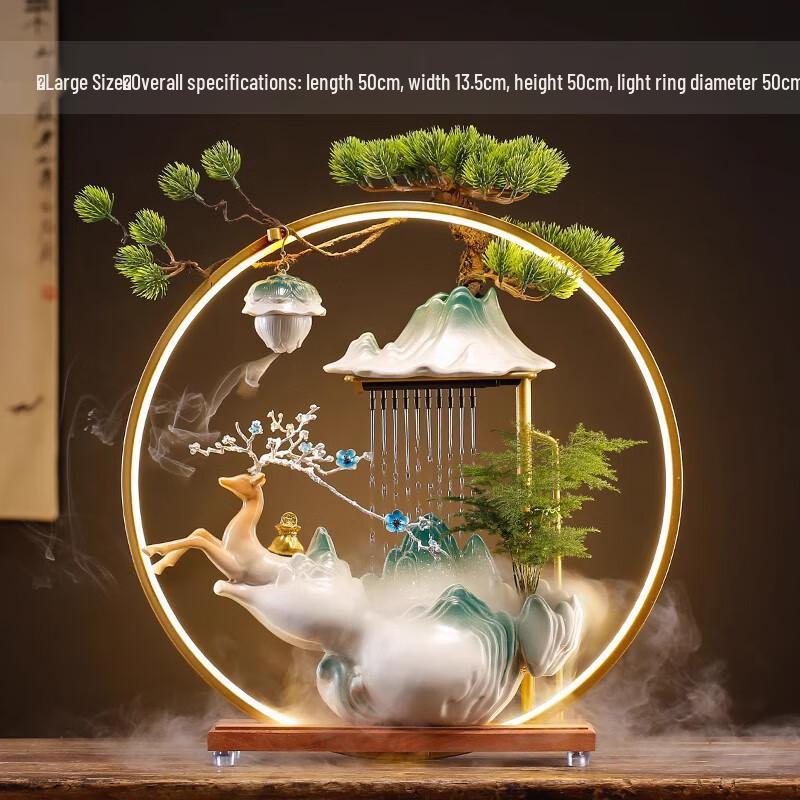 OIMG New Chinese Style Ceramic Deer Ornament with Humidifier and Incense