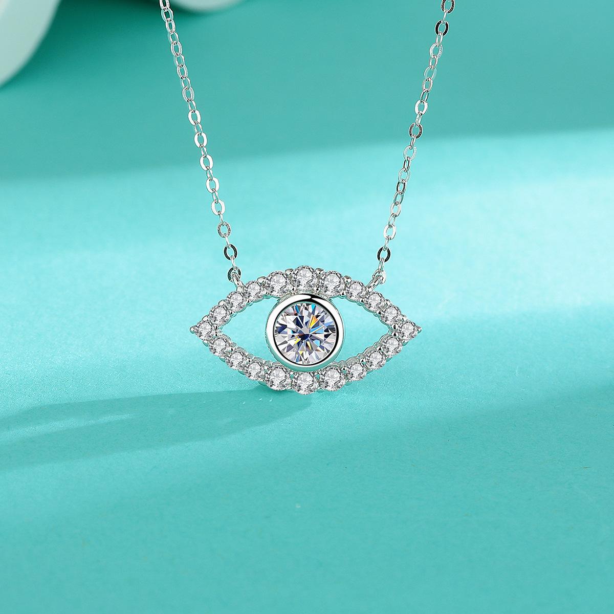 

Moissanite Tennis Necklace for Woman Wedding Jewely with Certificate Sterling Sliver Plated White Gold Necklace Moissanite&1ct(6.5mm)