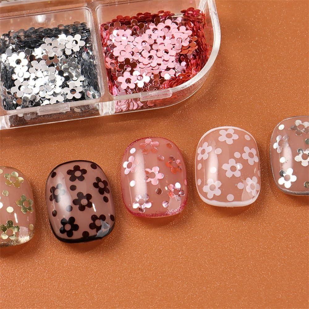 3D Five-petaled Flower Nail Sequins DIY Manicure Floral Nails Accessories  for Women Girls