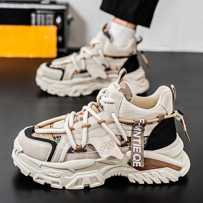 Men's Shoes Trendy Brand Versatile Casual Sports Niche Design Teenagers' Running Anti Slip Height Increasing Dad's