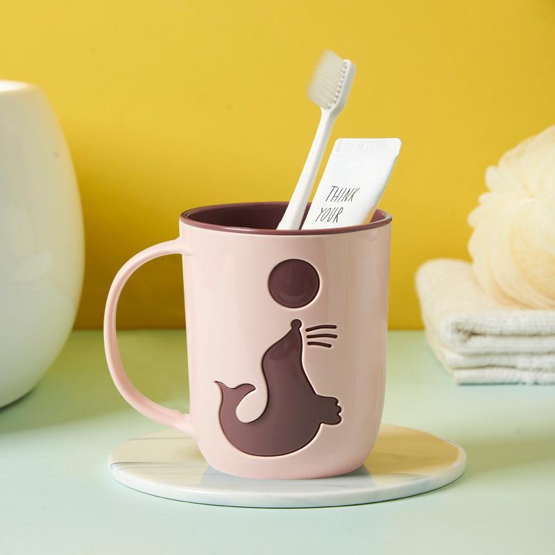 Kreslený kelímek na ústní vodu s delfínem pro dospělé, rodinný, minimalistický kelímek na zubní kartáčky, kreativní cestovní kelímek s rodinou lachtanů, kelímek na mytí pro páry