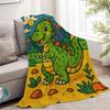 Dinosaur Flannel Throw Blanket – Soft Cozy Fleece Blanket with Cute Cartoon Design, Perfect for Home, Office, Sofa & Car