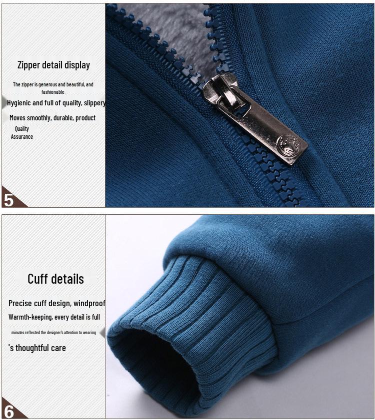 Men's Korean-Style Fleece Sweatshirt: Warm, Thick, Solid-Color Casual Wear