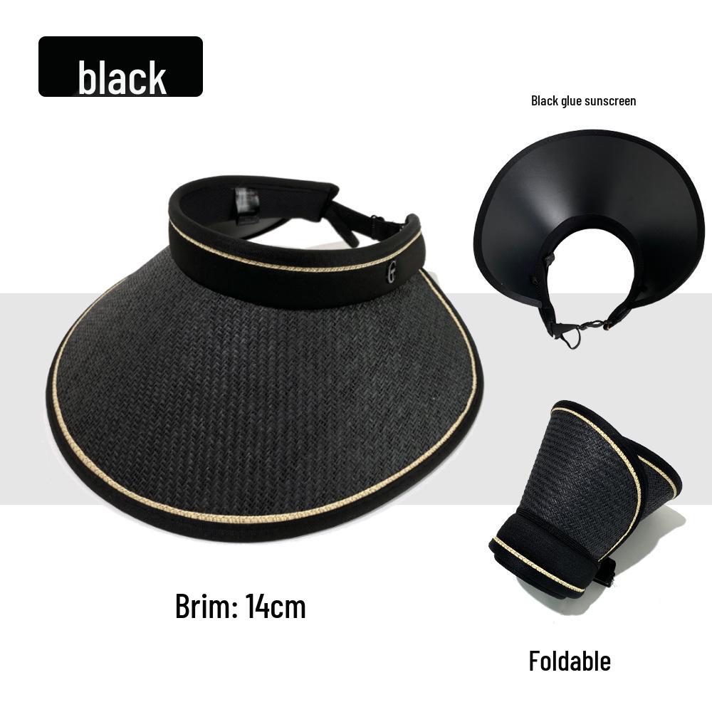 Dámsky skladací letný klobúk so širokou strieškou na ochranu pred UV žiarením s krytom na tvár.
