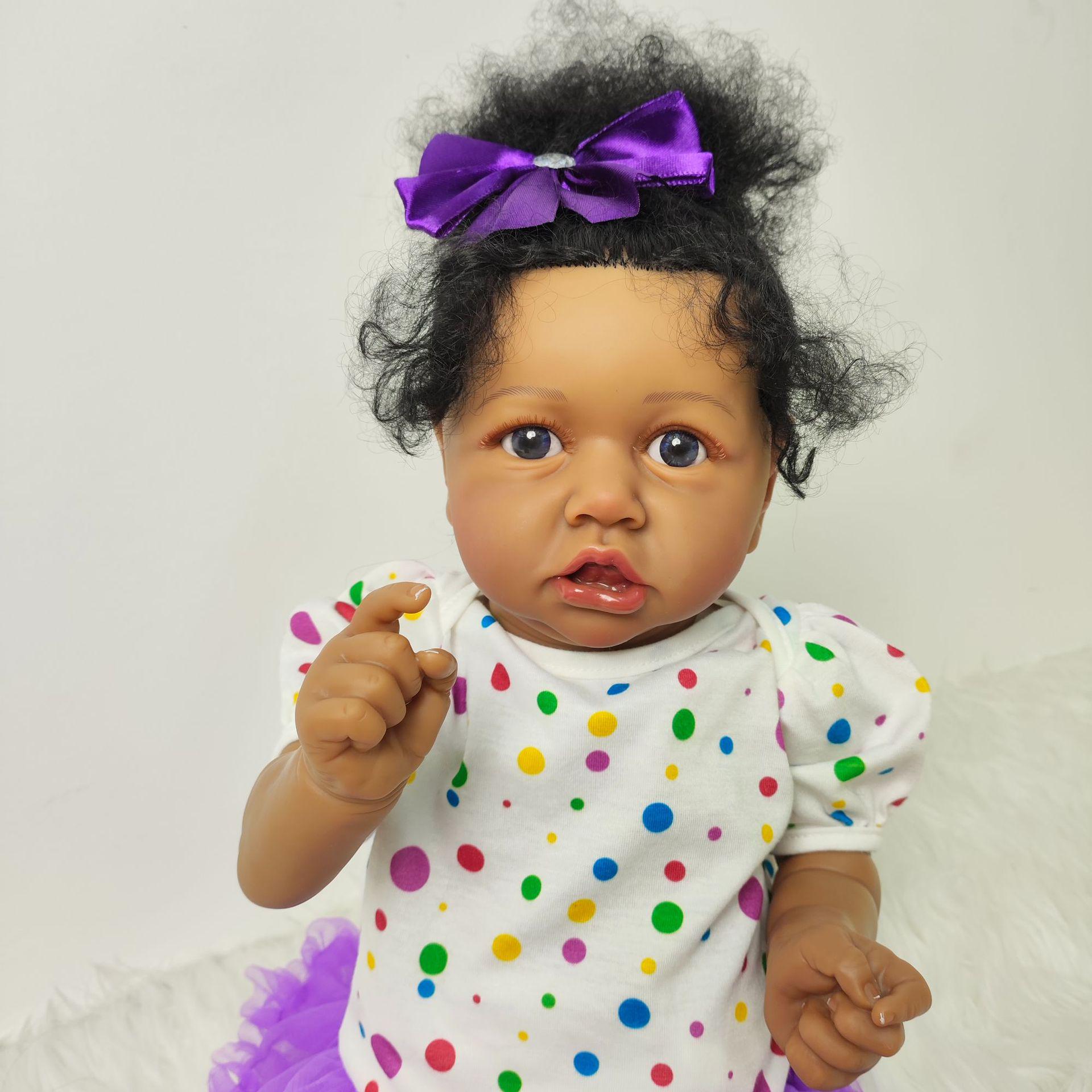 

Сасския Черно-фиолетовая расписанная вручную 3D кукла реборн 22 inch/55 cm