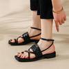 Fashion New Summer Sandals Square Toe Chunky Heels Fashion Sandals Shoes for Women Zapatos Mujer Retro Gladiator Shoes Low Heel Sandals