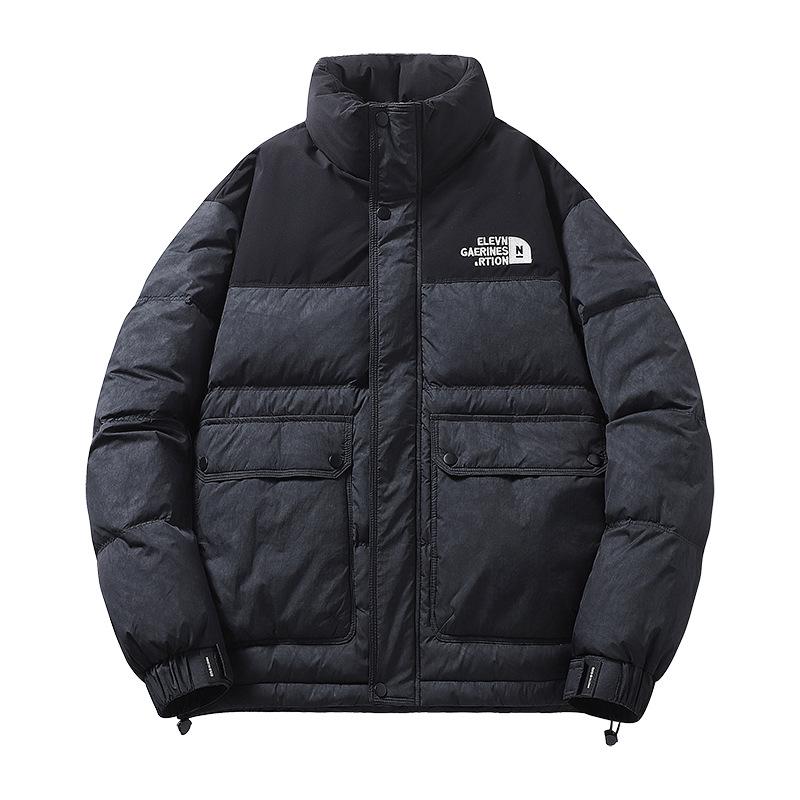 Men's Trendy Color Block Stand Collar Down Jacket - Warm & Stylish Winter Coat