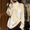 2026 Apricot Velvet Hanfu Top: New Cross-collar Tang Suit Shirt