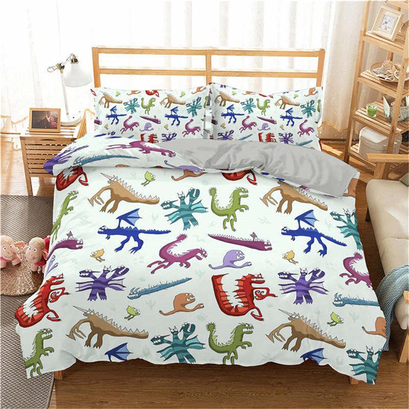 Comforter 3D - Printed Single - Sized Cartoon Dinosaur Family - Themed For Boys' Kids Bedclothes