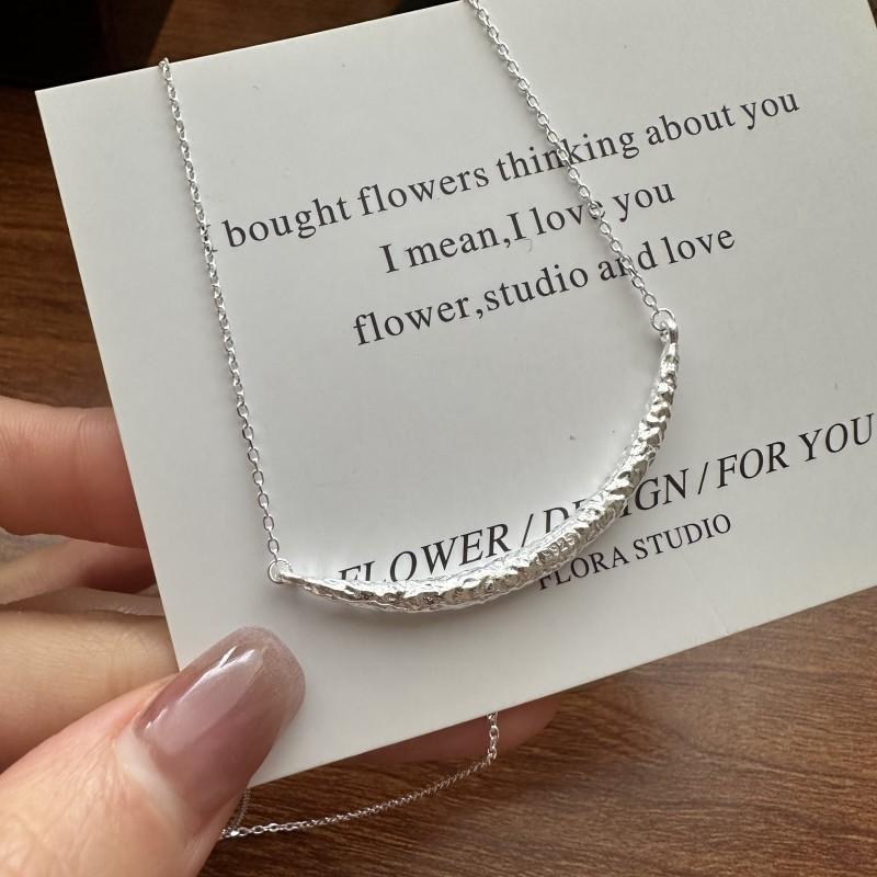 

925 Silver Niche Design Texture Smile Necklace Korean Style Fashionable Personality Isn Collarbone Chain 925 silver