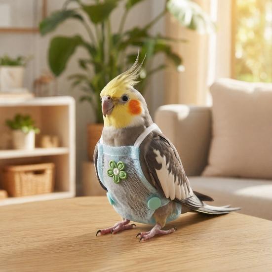 Yousheng Parrot Diaper Clothes with Leash, Parrot Flight Harness Diaper, Reusable Parrot Nappy Clothes, Outdoor Training Harness for Parakeet Budgies
