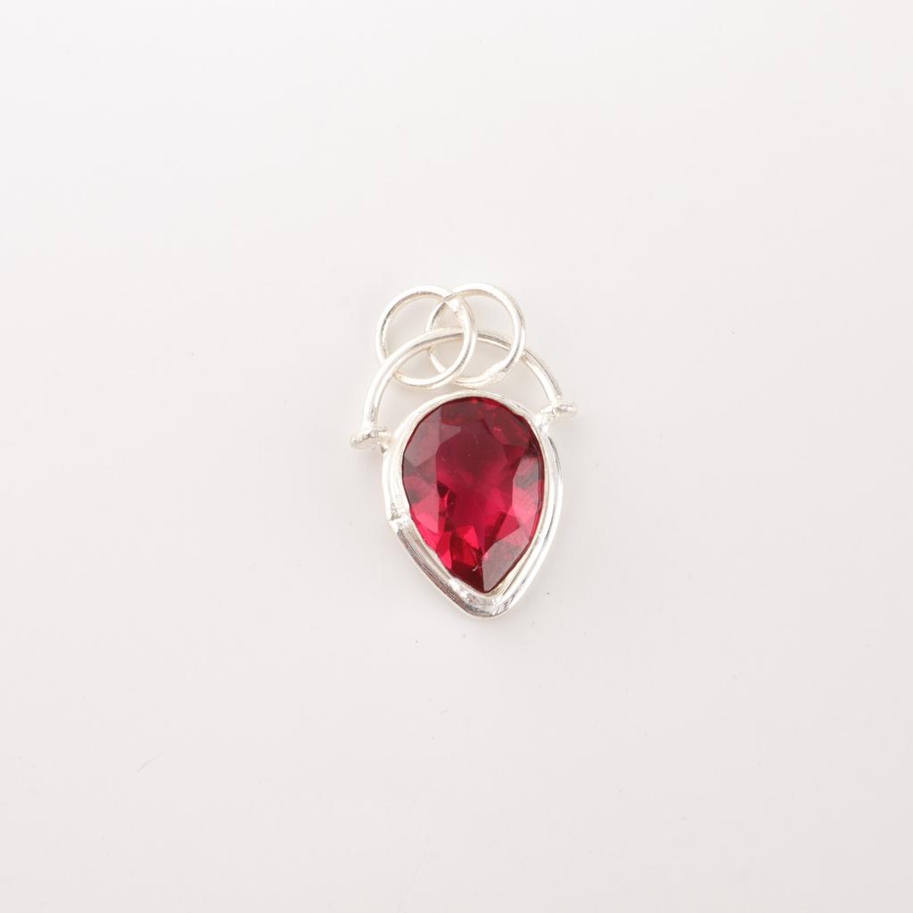 Pink Rubellite Gemstone 925 Sterling Silver Jewelry Handmade Chain Pendant 1.01" PP-56-13