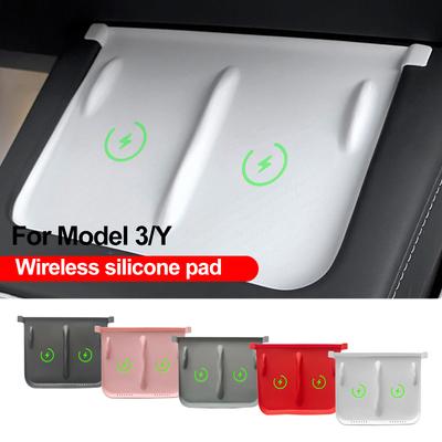 For Tesla Model 3 Y Silicone Wireless Anti-Skid Center Console Mobile Phone Charging Pad Anti-Skid Pad Car Interior Accessories