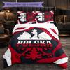 Poland Football Pattern 3 Pieces Bedding Set Soft Microfiber Duvet Cover with Pillow Cases for Bedroom