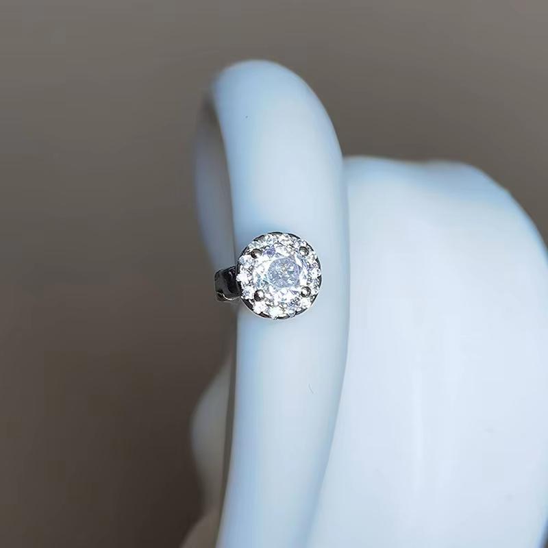 1 Pair Trendy Earring Jewelry Silver Round Zircon Earrings For Women Prevent Allergy Party Accessories Gift