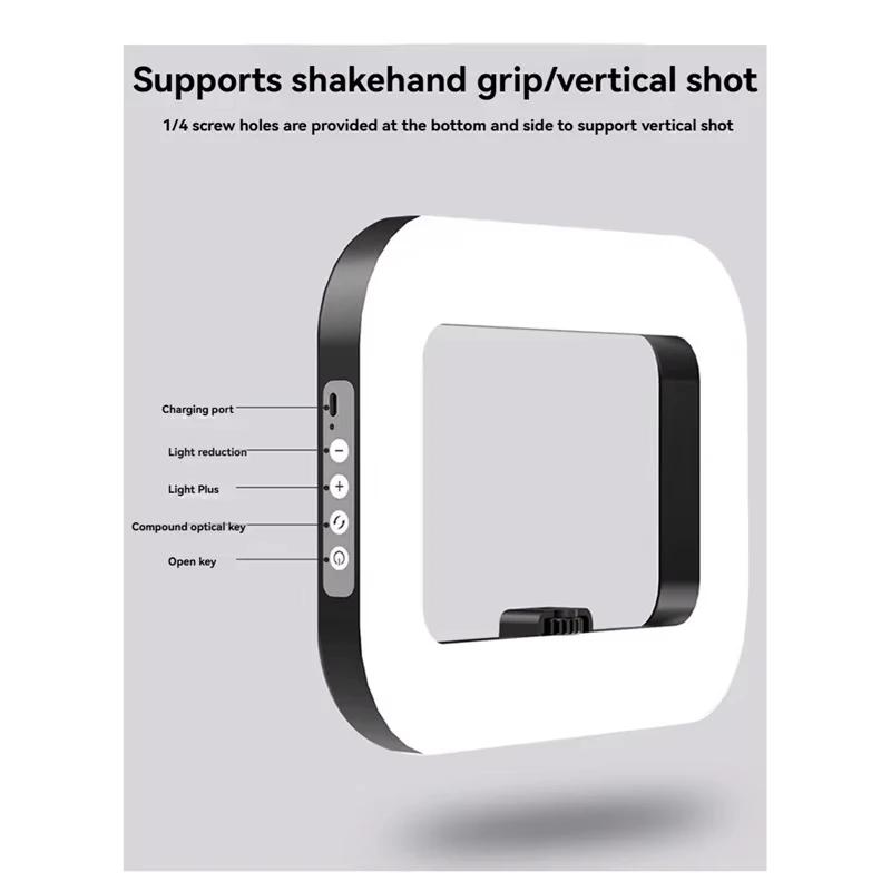 Handheld LED Ring Light USB Rechargeable for Phone Photography Live Streaming Makeup Fill Lamp for Microphone TikTok YouTube
